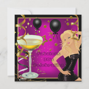 Fantastische 30. 30. Pink Gold Black Birthday Part Einladung