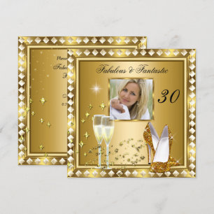 Fantastische 30 Foto Gold Glamour Hollywood Geburt Einladung
