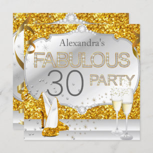 Fantastische 30 Gold Glitzer Glamour Geburtstagspa Einladung