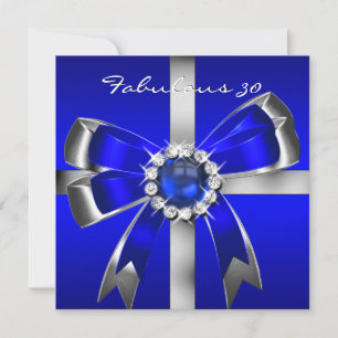 Fantastische 30 königsblaue Perlmutt-Silber-Geburt Einladung