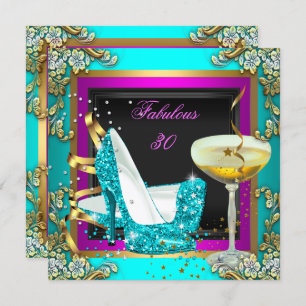 Fantastische 30 Pink Aquamarin Glitzer Gold Geburt Einladung