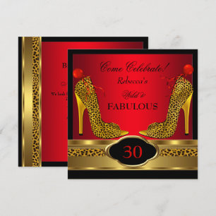 Fantastische 30 Wilde Leopard Rot Gepard High Heel Einladung