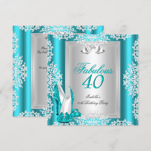 Fantastische 40 40. Geburtstagsfeier Blaue Türkis Einladung