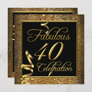 Fantastische 40 Celebration Gold Black Birthday Pa Einladung