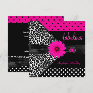 fantastische 40. Geburtstag Zebra Fleck Polka Punk Einladung