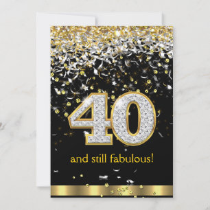 Fantastische 40 Gold Silber Luftschlangen 40. Gebu Einladung
