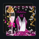 Fantastische 40 Hot Pink Gold Black Bubbles 40. Pa Einladung<br><div class="desc">Fantastische 40 heiß rosa Bläschen Schwarz Gelb jedes Alter. High Heel Schuhe. 40. Eleganter Black Birthday Party Champagne. Damen oder Herren Elegante klassische Feiern Jeden Anlaß Einladungen. Party Geburtstag lädt Template für den 21.,  30.,  40.,  50.,  60.,  70.,  80.,  90.,  100.</div>