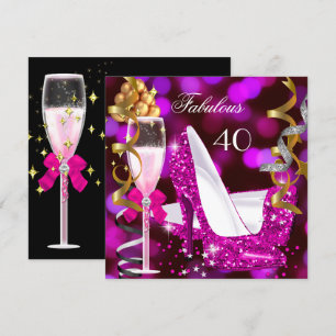 Fantastische 40 Hot Pink Gold Blasen Glitter Party Einladung