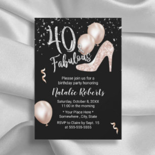 Fantastische 40 Rose Gold High Heel 40. Geburtstag Einladung