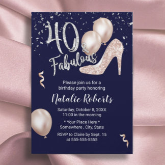 Fantastische 40 Rose Gold High Heel 40. Geburtstag Einladung