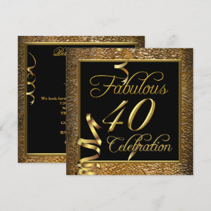 Fantastische 40er-Feier Gold-Schwarze Geburtstagsf Einladung