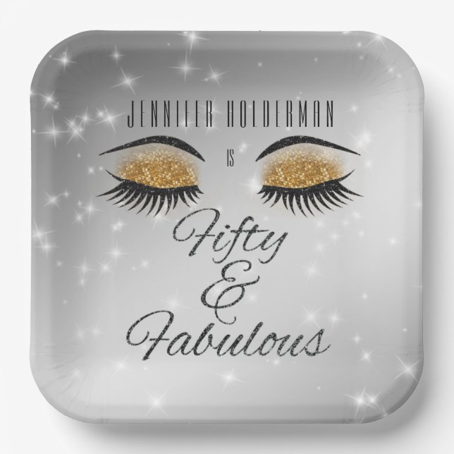 Fantastische 50 Black Gold Glam Eyes Paper Teller (Vorderseite)
