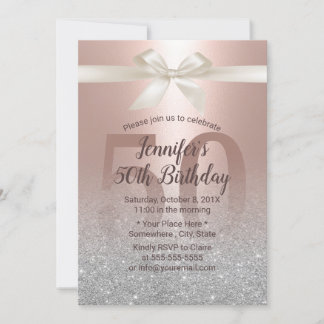 Fantastische 50 Blush Rose Gold & Silber Geburtsta Einladung