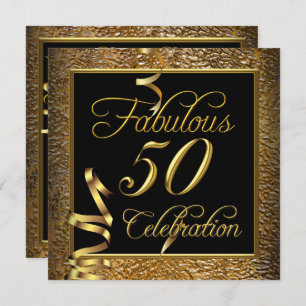 Fantastische 50 Celebration Gold Black Birthday Pa Einladung