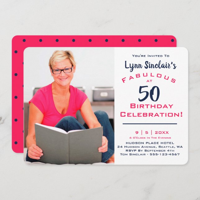 Fantastische 50 Geburtstagsfeier Einladung (Vorne/Hinten)