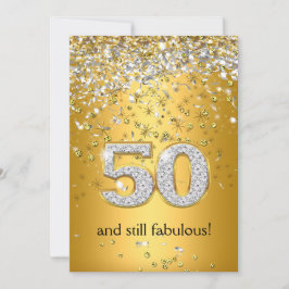 Fantastische 50 Gold Silver Streamers 50. Geburtst Einladung