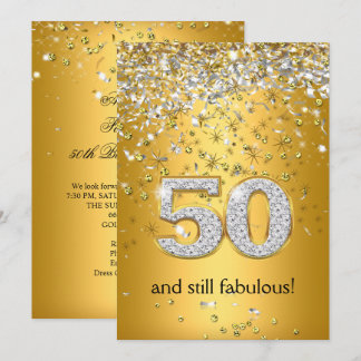 Fantastische 50 Gold Silver Streamers 50. Geburtst Einladung
