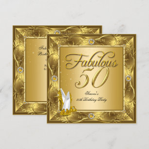 Fantastische 50 Goldene High Heels Geburtstagsfeie Einladung