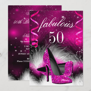 Fantastische 50 Hot Pink High Heel Geburtstagsfeie Einladung