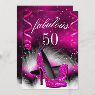 Fantastische 50 Hot Pink High Heel Geburtstagspart Einladung