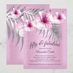 Fantastische 50 hübsche rosa silberne Hibiskus-Par Einladung