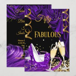 Fantastische 50 Lila Champagner-Heelse Geburtstags Einladung