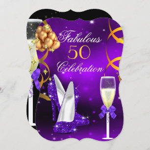 Fantastische 50 Lila Gold Heelse Champagner Party Einladung