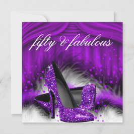 Fantastische 50 Lila High Heels 50. Geburtstagspar Einladung
