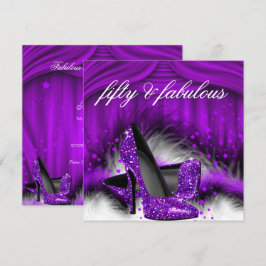 Fantastische 50 Lila High Heels 50. Geburtstagspar Einladung