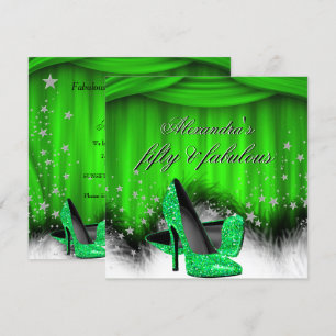 Fantastische 50 Limettengrüne High Heels Feder Geb Einladung