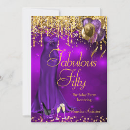 Fantastische 50 Party Lila Glitzer Gold Heelse Kle Einladung