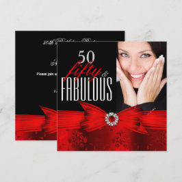 Fantastische 50 Red Black Foto Geburtstagsparty Einladung