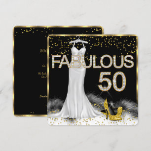 Fantastische 50 Schwarz Gold Weiße Geburtstagsfeie Einladung