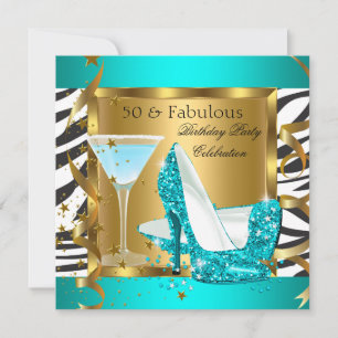 Fantastische 50 Teal Glitter High Heels Zebra Cock Einladung