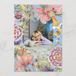 Fantastische 50 Tropical Floral Blue 50. Geburtsta Einladung