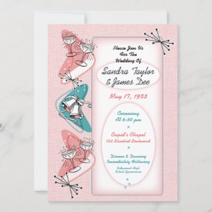 Fantastische 50er Jahre Vintage Wedding Einladung