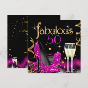 Fantastische 50er Party Rosa High Heels Gold Schwa Einladung