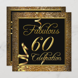 Fantastische 60 Celebration Gold Black Birthday Pa Einladung