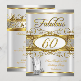 Fantastische 60. Geburtstag Gold Silber High Heels Einladung