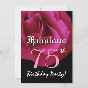 Fantastische 75 Geburtstagsparty Ruby Rote Rose Einladung
