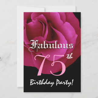 Fantastische 75 Geburtstagsparty Ruby Rote Rose Einladung
