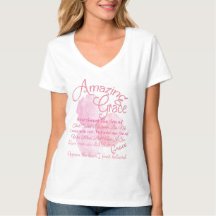 Fantastische Anmut-schöne rosa Rosen-Typografie T-Shirt