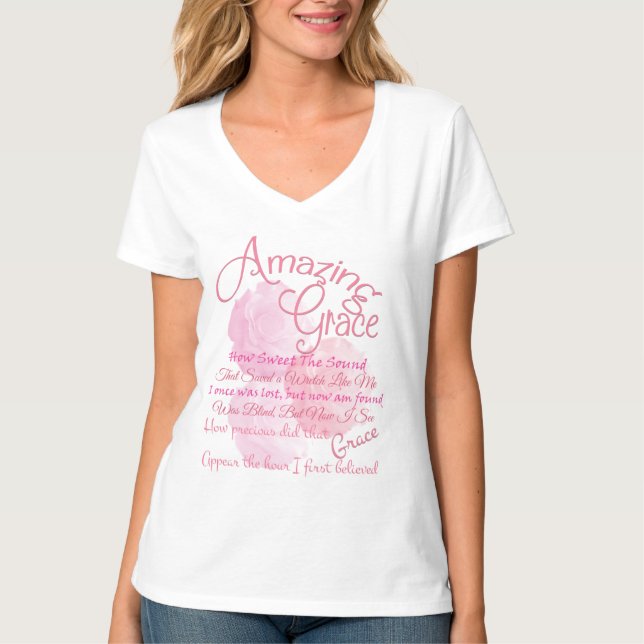 Fantastische Anmut-schöne rosa Rosen-Typografie T-Shirt (Vorderseite)
