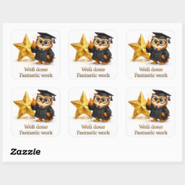 Fantastische Arbeit, Goldstern-Erfolgssticker Prof Quadratischer Aufkleber