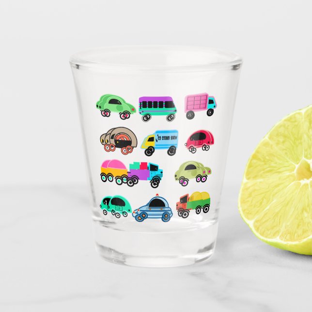 Fantastische Autos Schnapsglas (Vorderseite)