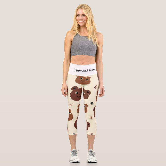 Fantastische Bärengesicht Capri Leggings (Vorderseite)