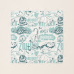 Fantastische Bestien blaues Muster Schal<br><div class="desc">Karo aus diesem Vintagen blauen Muster mit Fantastischen Bestien und ihren Namen.</div>