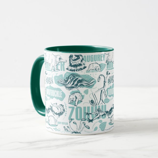 Fantastische Bestien blaues Muster Tasse (Vorderseite Links)