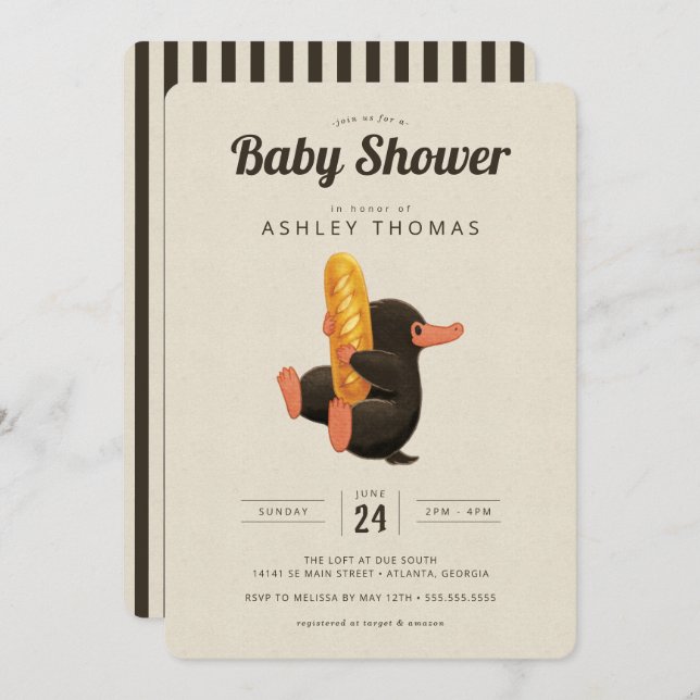 Fantastische Bestien - NIFFLER Baby Dusche Einladu Einladung (Vorne/Hinten)