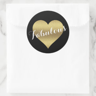 Fantastische Black & Gold Wedding Heart Party Stic Runder Aufkleber